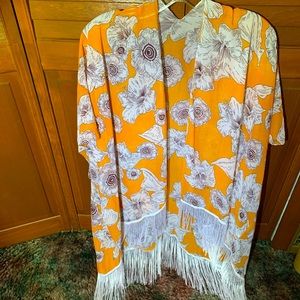 Beach Floral Fringe cover up NWOT tropical Hawaiian